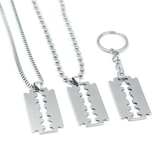 Razor Blade Pendant Necklace for Women Men Punk Gothic Steam