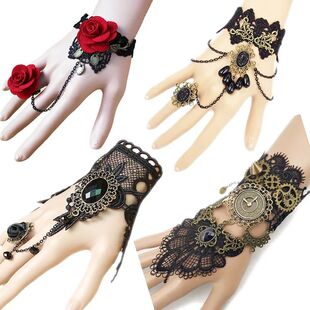 2026 New model Gothic Steampunk Lace Cuff Fingerless Glove A