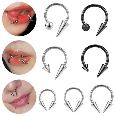 16G Cone Septum Ring Stainless Steel Horseshoe Nose Piercing