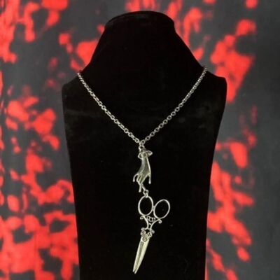 Punk Personality Silver Color HoldInHand Scissor Pendant Nec