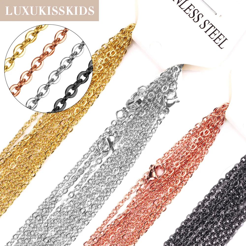 10pcs/lot 1/2mm Basic Batch Chain Rose Gold Color Necklaces