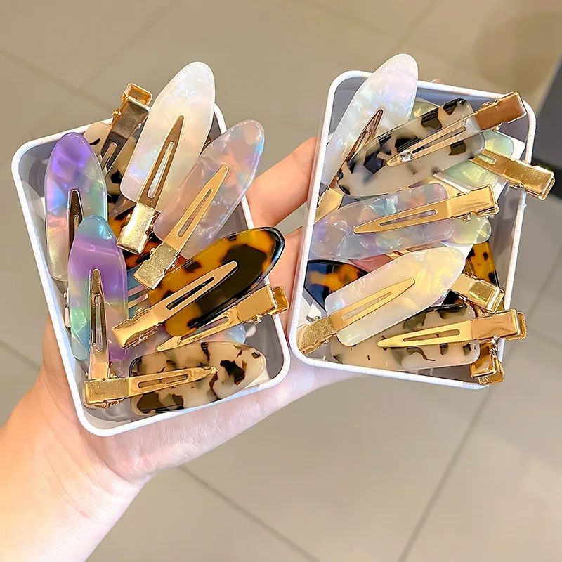 3/4pcs Leopard Hair Side Clips Acetate Bangs Seamless Clip H