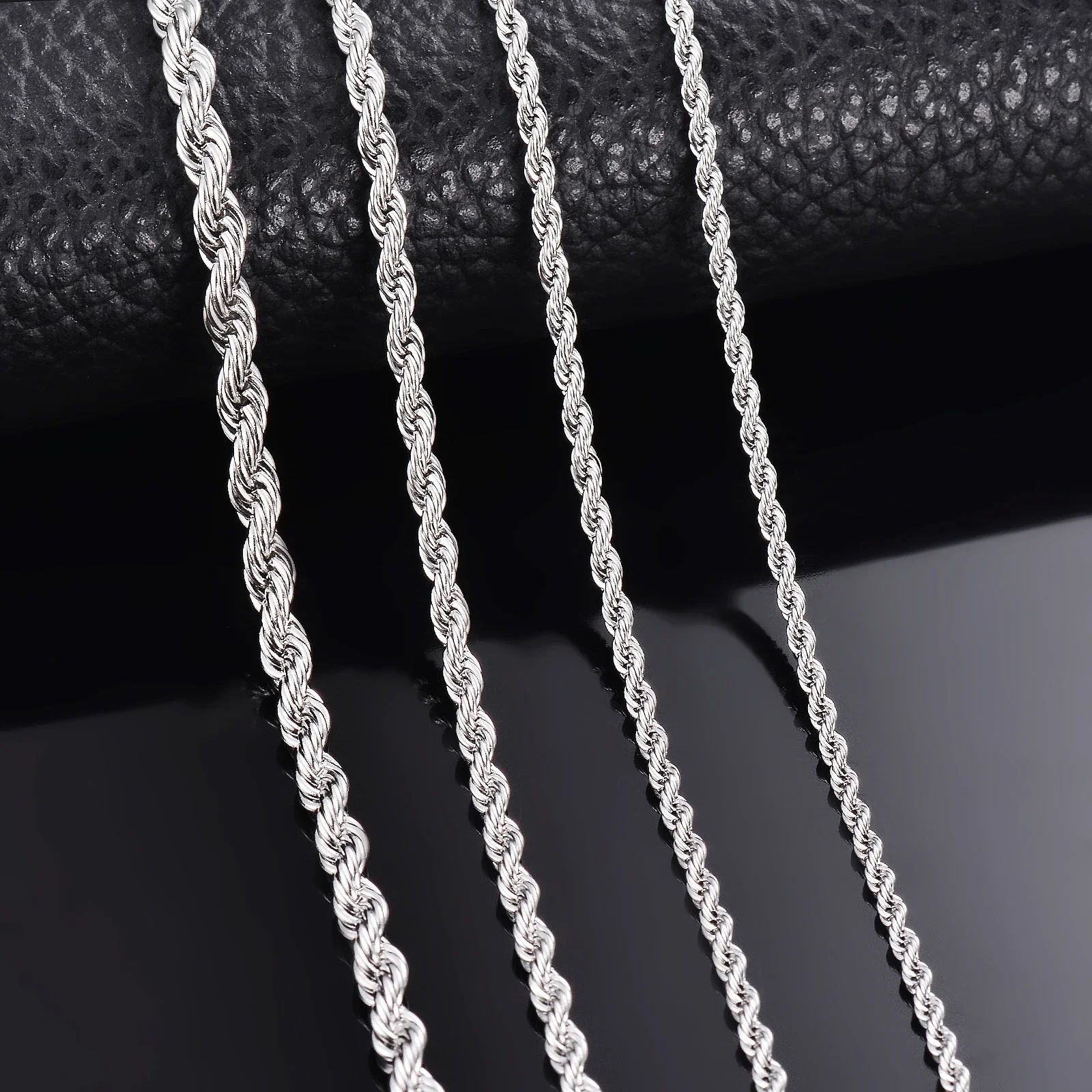 1Pc Width 2mm/3mm/4mm Rope Chain Necklace/Bracelet For Men W