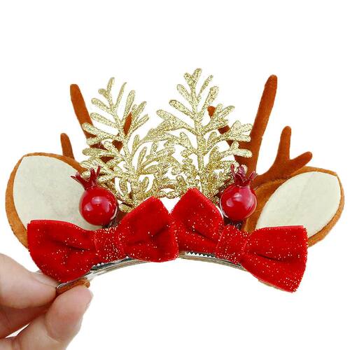 (2pcs/pack)6.5-7.5cm Christmas Antlers Hair Clips Daily Wear
