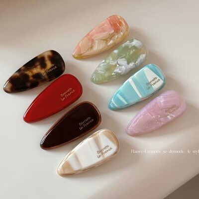 Acetate Water Droplets Girl Style Pink Hairpin Edge Clip Sim