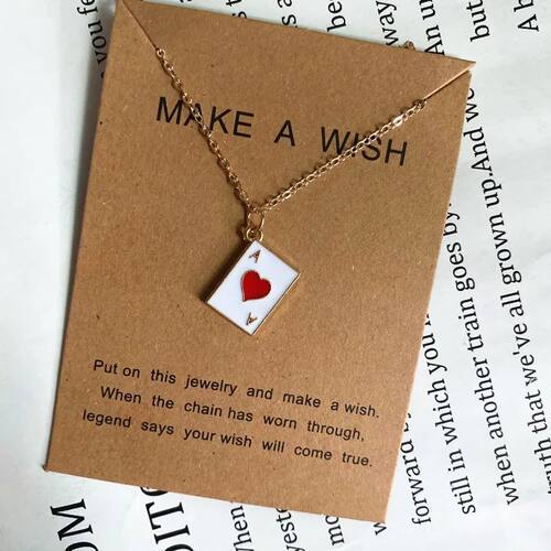 Poker Design Fashion Necklace for Friend Golden Color Women