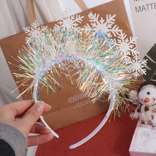 Sequin Christmas White Snowflake Headbands Wear-resistant Pl