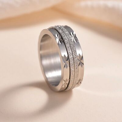 Stainless Steel Spinner Rings Fidget Band Rings Moon Star Fl