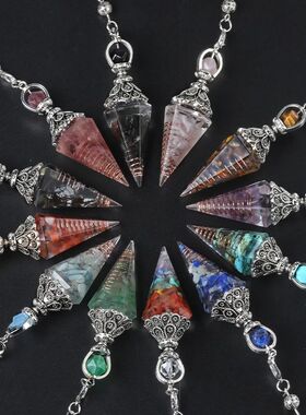 Natural Stone Spirit Pendulum Pendant Latticed Chain Energy
