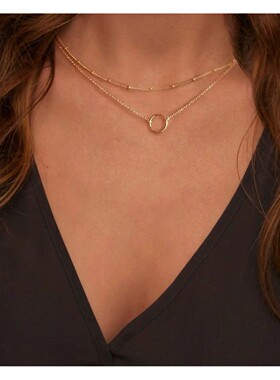 Stainless steel necklace for women Double necklace Vintage B