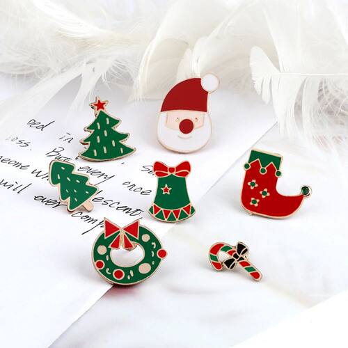 Merry Christmas Brooches Pins Santa Claus Candy Lapel Pin Tr