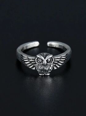 New Simple Retro Classic Owl Ring Skull Men and Women Open A