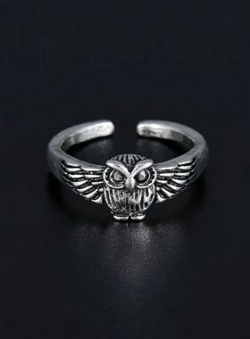 New Simple Retro Classic Owl Ring Skull Men and Women Open A