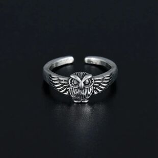 New Simple Retro Classic Owl Ring Skull Men and Women Open A