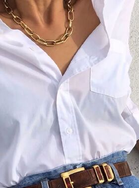 Big Necklace for Women Punk Rock Twist Gold Silver Color Chu