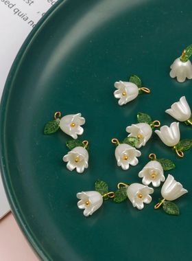 10Pcs/Set Imitation-Pearl Bell Orchid Pendant Stereoscopic L