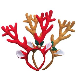 Antlers Hair Bands 1pc bells Brown Christmas Red
