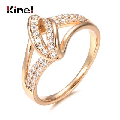Natural Zircon Bride Wedding Ring 585 Rose Gold Fashion Cros