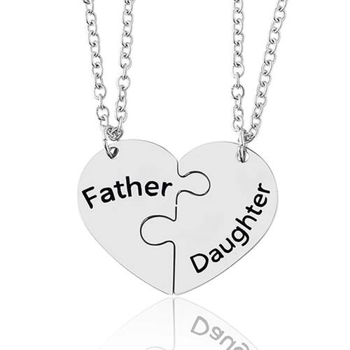 2 Pcs/Set Father Daughter Mother Son Necklace Stainless Stee