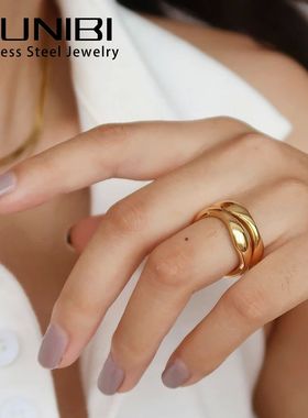 Stainless Steel Ring for Women Irregular Wave Rings Trendy S