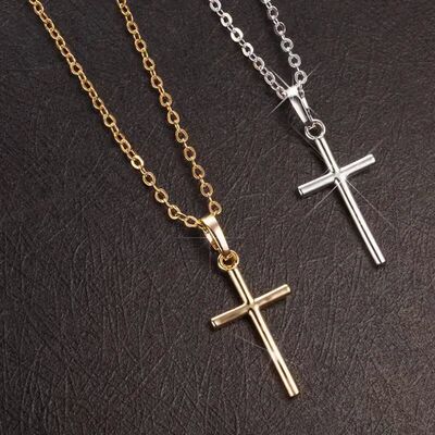 Fashion Christian Jesus Cross Necklaces Silver Color Long Ch