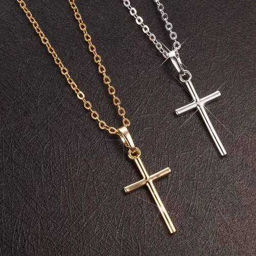 Fashion Christian Jesus Cross Necklaces Silver Color Long Ch
