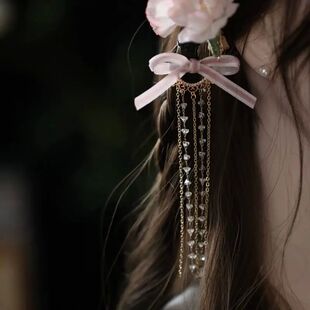 Vintage Lolita Chinese Clips Hair for Bow Pink Fairy Girls
