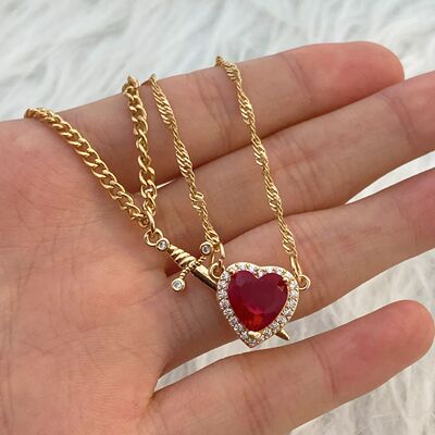 Gothic Heart and Sword Couple Necklace Fashion Wedding Party