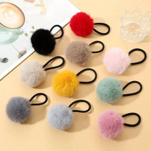 Winter Cute Hairball Plush Ball Tie Hair Ring Rope Women Gir