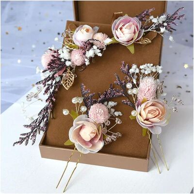 Bride Mori Headdress Dry Lace princess flower Hair Pinch Set