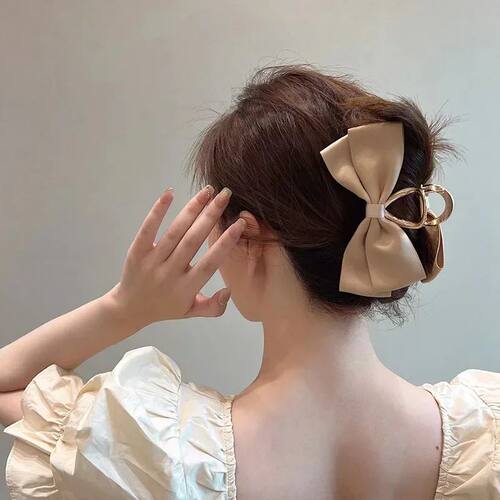 Balck Bowknot Hair Claw Clamp Elegant Silk Satin Hair Clip B