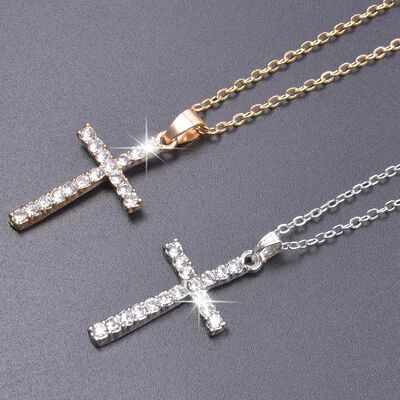 Women Necklace Jewelry Chain Fashion Cross With Rhinestone P
