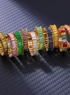 Colored Cubic Zircon Square Rings For Women Men Stainless St