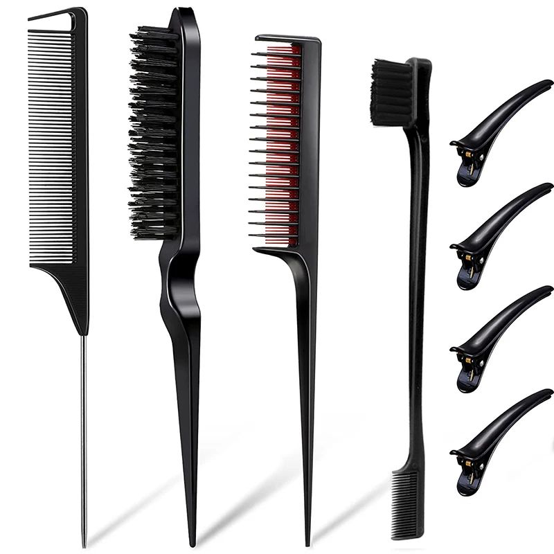 8pcs Hair Styling Comb Set Teasing Hair Brush Triple Teasing