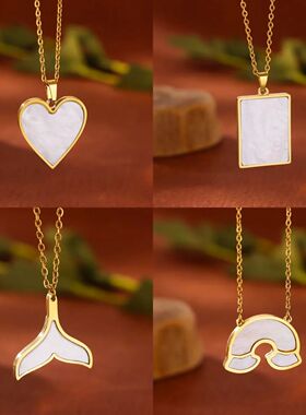 White Color Mermaid Pendant Stainless Steel Chain Necklaces