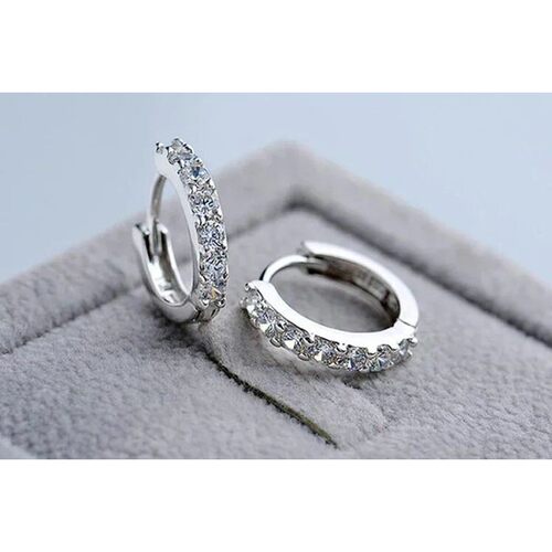 Earrings trend 10mm Circle Zircon Hoop Earring for Grils Wom