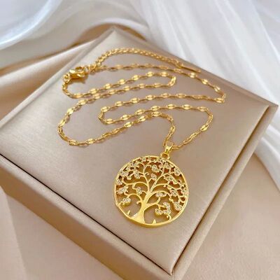 Temperamental Luxury Rhinestone Tree of Life Pendant Necklac