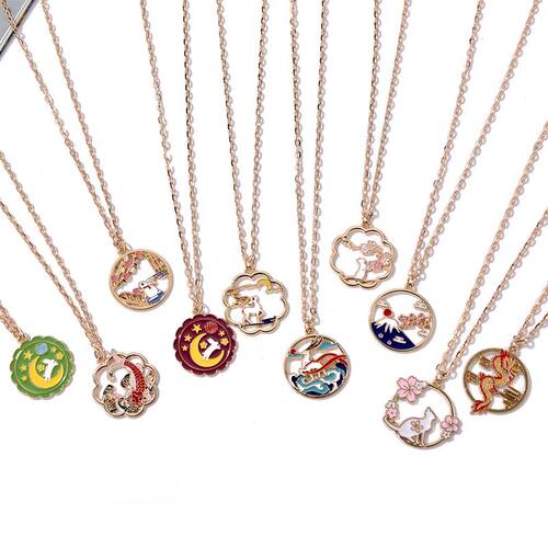 Cute Animal Dargon Cat Rabbit Panda Koi Chain Long Necklace