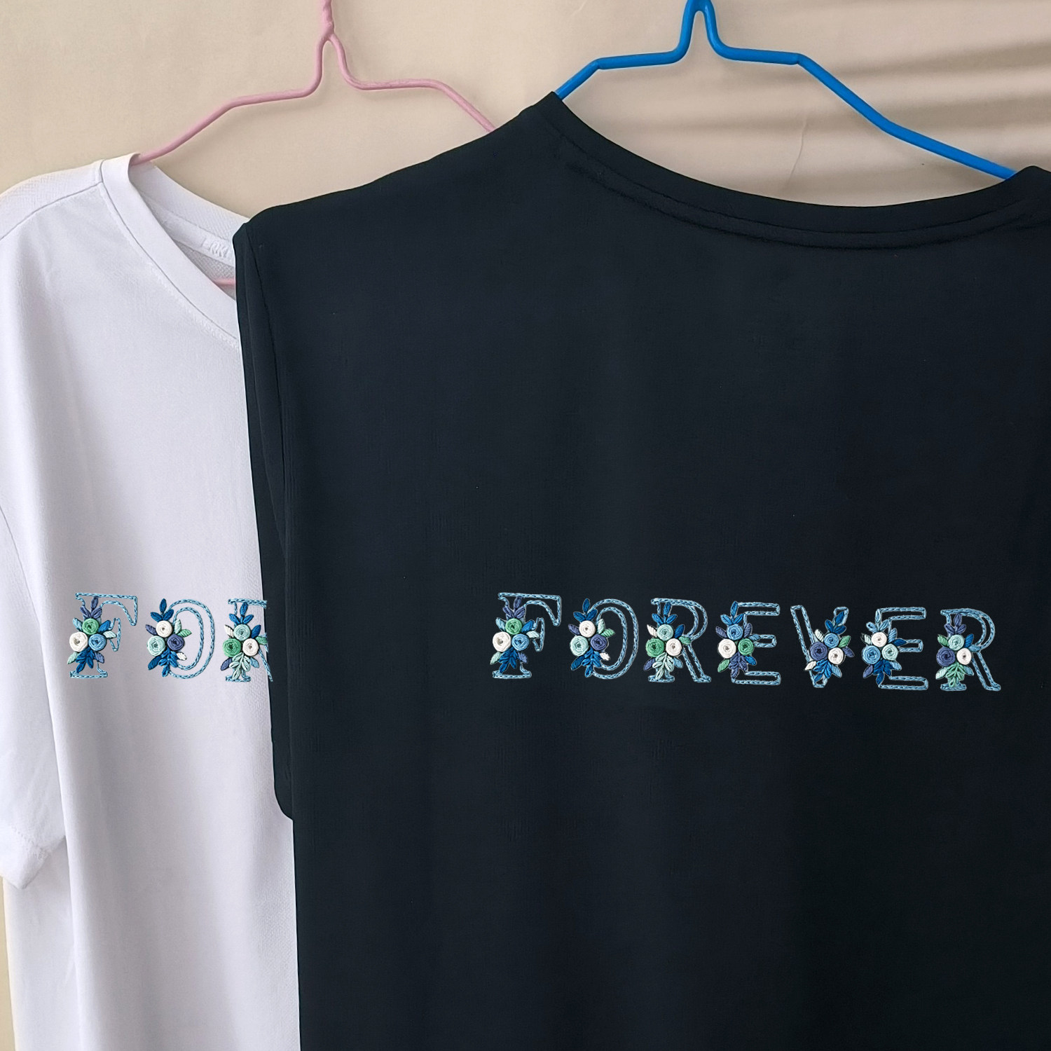 手工diy刺绣材料包FOREVER字母水溶布图案衣服自绣情侣送礼永远