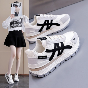 休闲百搭舒适运动小白板鞋 新款 AD5202 女2025年秋季 厚底增高阿甘鞋