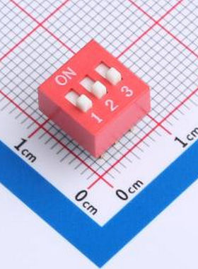 DR-03HT 2.54mm间距 3位 琴键式 直插平拨凸柄 红色 拨码开关 插