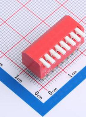 DL-08HT 2.54mm间距 8位 琴键式 直插侧拨长柄 红色 拨码开关 插
