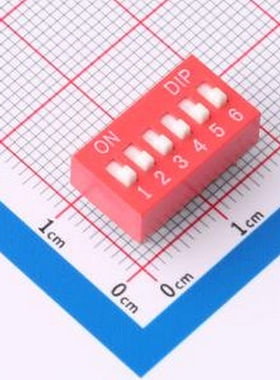 DS-06-R 拨码开关2.54mm间距,红色6PIN/位 立式直插平拨正拨高推