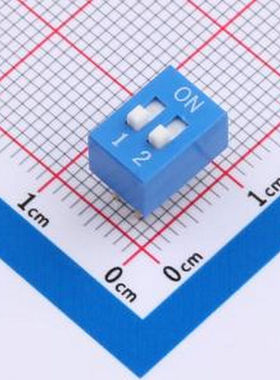 DS-02-B 拨码开关2.54mm间距,蓝色2PIN/位 直插 正拨平拨 高推 插