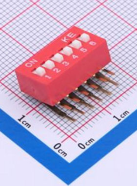 DSDA06LHGETR 2.54mm 宽体红色6位弯脚90°拨码开关 - 拨码开关