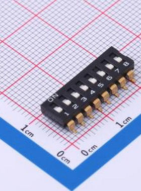 YDC08L2 8位贴片低拨键不贴膜,黑色2.54MM拨码开关 SMD-16P,6.4x2