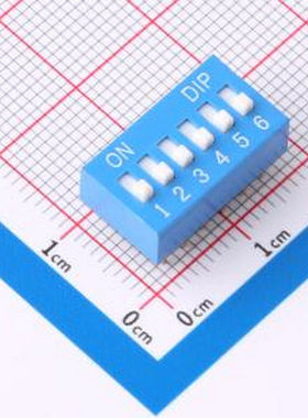 DS-06-B 拨码开关2.54mm间距,蓝色6PIN/位 直插 正拨平拨 高推 插
