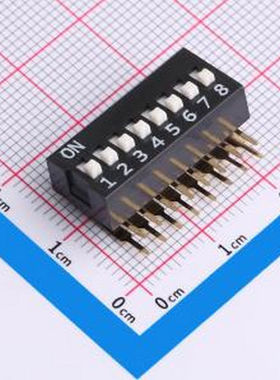 DA-08-K-T 8位 2.54mm间距 宽体黑色 直角型DA系列拨码开关 插件