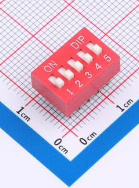 DS-05-R 拨码开关2.54mm间距,红色5PIN/位 立式直插平拨正拨高推