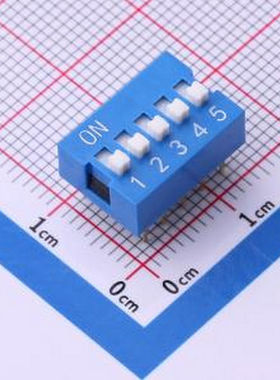 SMQS-05B-TP 间距2.54mm 平拨,凸起式5位拨码开关 - 拨码开关